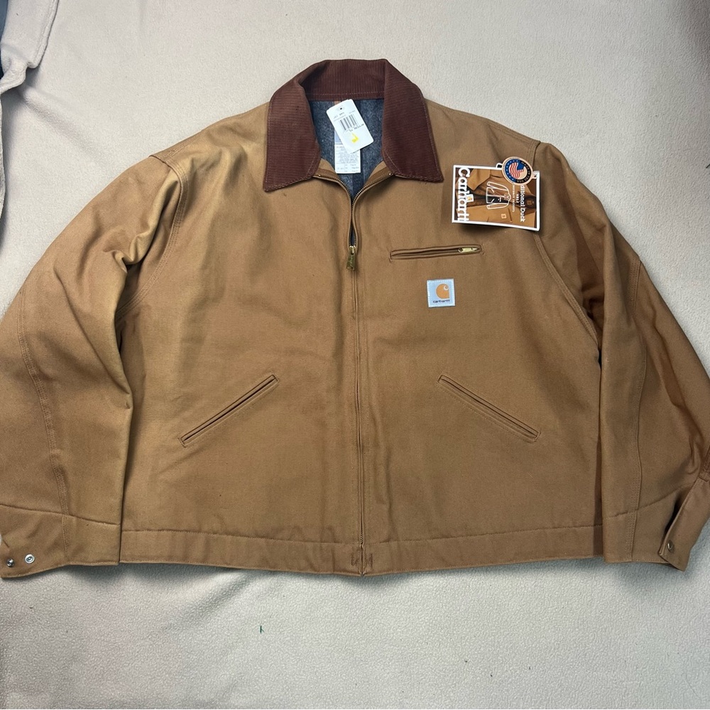 Carhartt Jacket Mens 54 Regular Brown Detroit Blanket Lined Canvas J01 BRN NEW - Picture 1 of 11